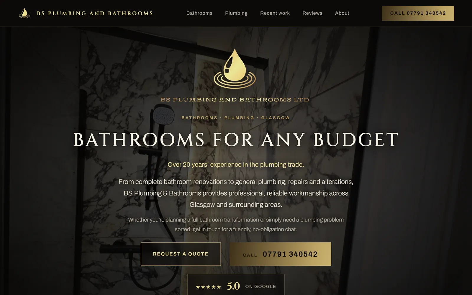 BS Plumbing and Bathrooms homepage