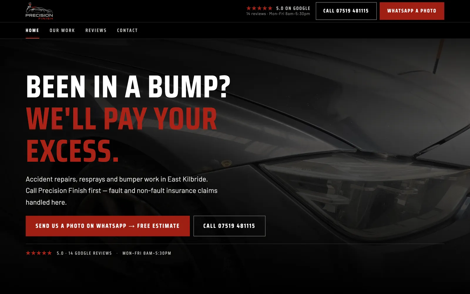 Precision Finish homepage
